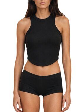 XS/S Joah Brown Black Racerback Crop Tank Ribbed Body Tank